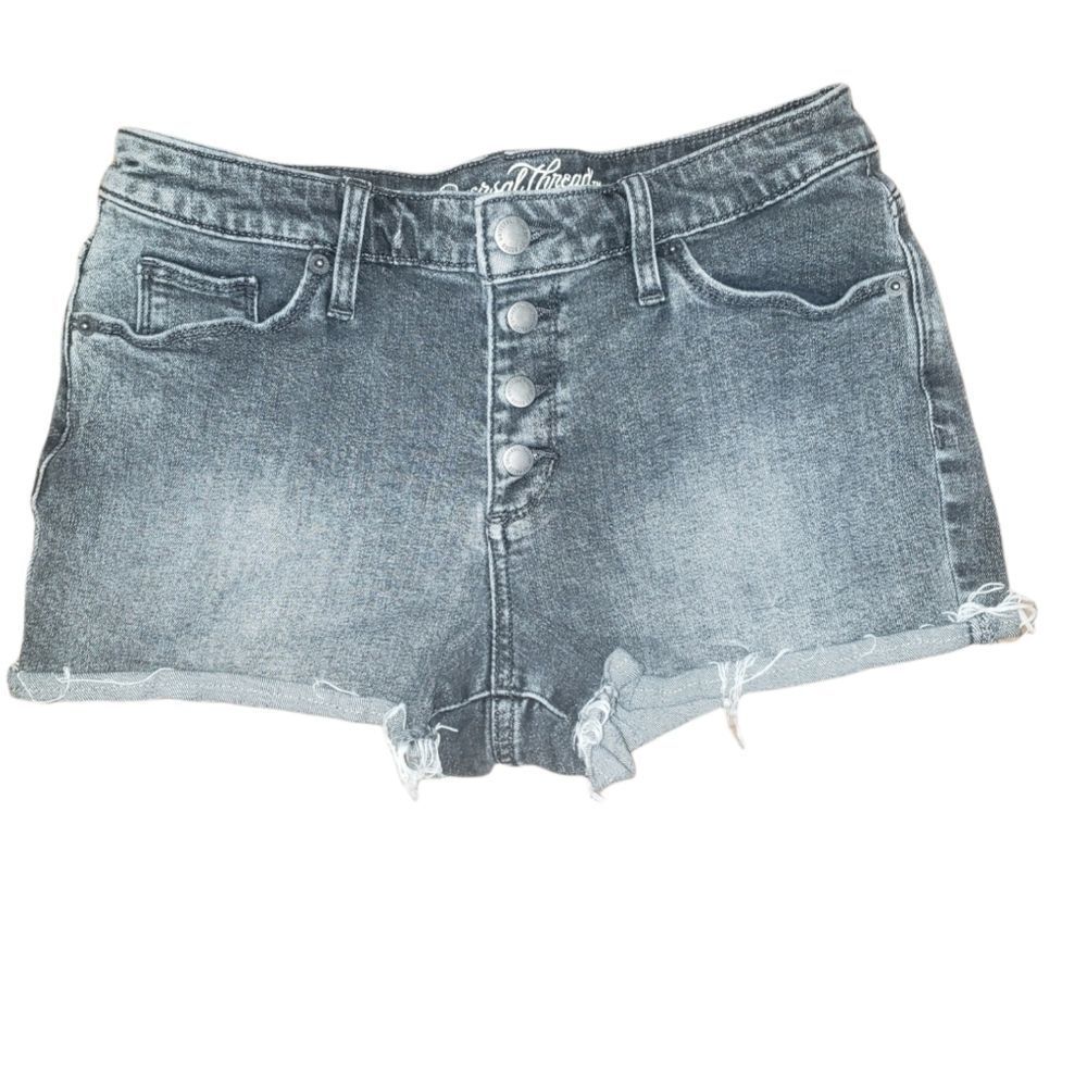Universal Thread Black High Rise Shortie Button Fly Raw Hem Jean Short
